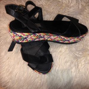 Urban Outfitters Deena and Ozzy braided platform sandals shoes rainbow jute